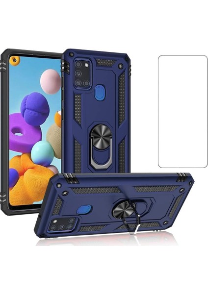 Samsung Galaxy A21S Kılıf Armor Tank Holder Hard Shockproof + Ekran Koruyucu