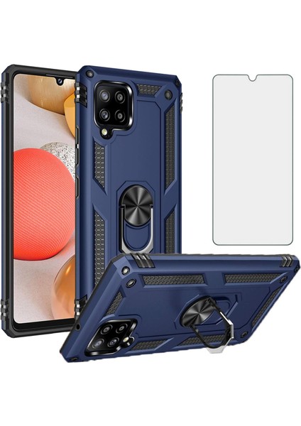 Samsung Galaxy A12 Kılıf Armor Tank Holder Hard Shockproof + Ekran Koruyucu