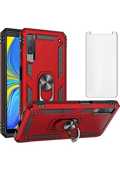 Samsung Galaxy A7 2018 Kılıf Armor Tank Holder Hard Shockproof + Ekran Koruyucu