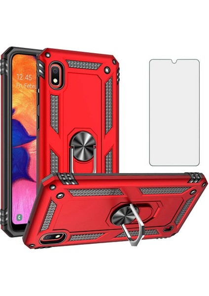 Samsung Galaxy M10 Kılıf Armor Tank Holder Hard Shockproof + Ekran Koruyucu