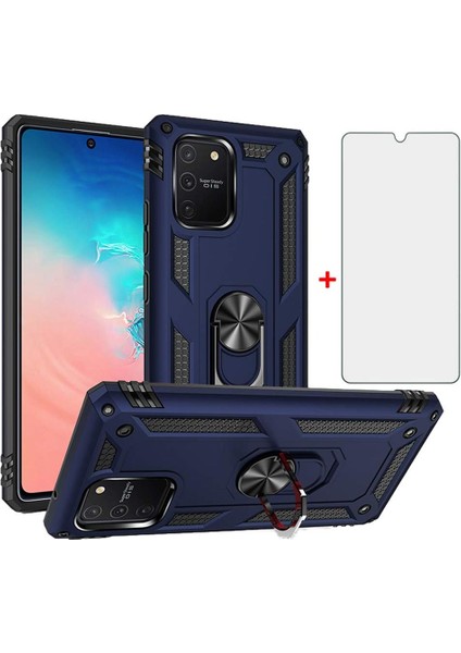 Samsung Galaxy A91 Kılıf Armor Tank Holder Hard Shockproof + Ekran Koruyucu