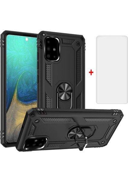 Samsung Galaxy A51 Kılıf Armor Tank Holder Hard Shockproof + Ekran Koruyucu