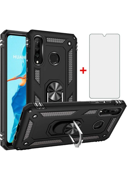 Huawei P30 Lite Kılıf Armor Tank Holder Hard Shockproof + Ekran Koruyucu