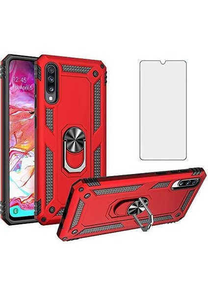 Samsung Galaxy A70 Kılıf Armor Tank Holder Hard Shockproof + Ekran Koruyucu