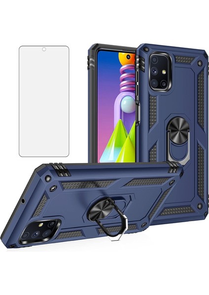 Samsung Galaxy M51 Kılıf Armor Tank Holder Hard Shockproof + Ekran Koruyucu