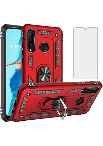 Huawei P30 Lite Kılıf Armor Tank Holder Hard Shockproof + Ekran Koruyucu