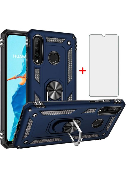 Huawei P30 Lite Kılıf Armor Tank Holder Hard Shockproof + Ekran Koruyucu