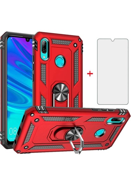 Huawei P Smart 2019 Kılıf Armor Tank Holder Hard Shockproof + Ekran Koruyucu