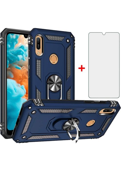 Huawei Y6 2019 Kılıf Armor Tank Holder Hard Shockproof + Ekran Koruyucu