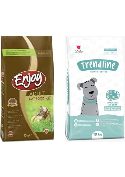 Yetişkin Kedi & Trendline Yetişkin Köpek Maması 15 kg 2'li Set