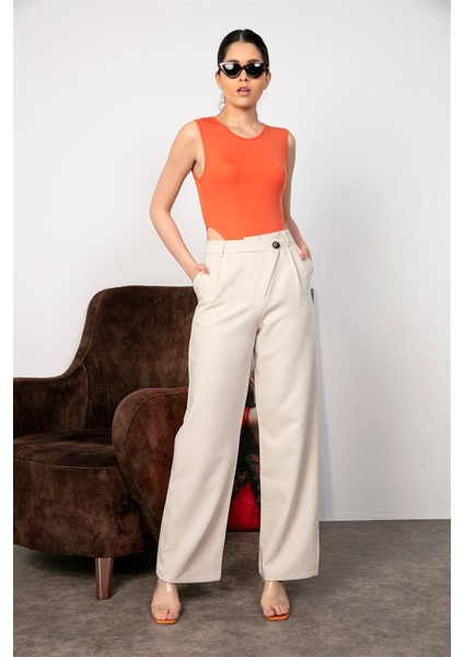 Kadın Turuncu Kolsuz Bodysuit