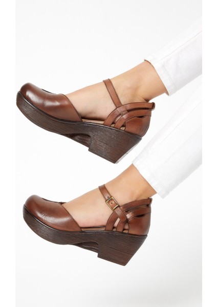 Kadın Apartman Topuk Deri Ayakkabı Taba 1912502 modelleri