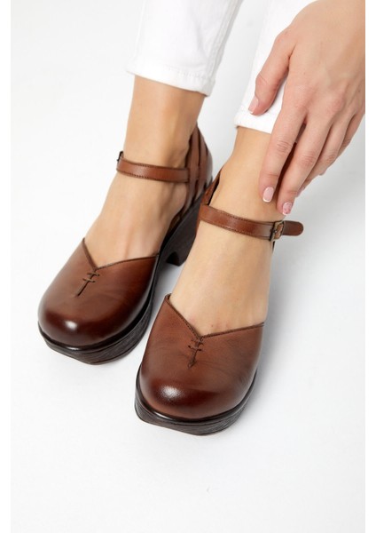 Kadın Apartman Topuk Deri Ayakkabı Taba 1912502 indirimleri