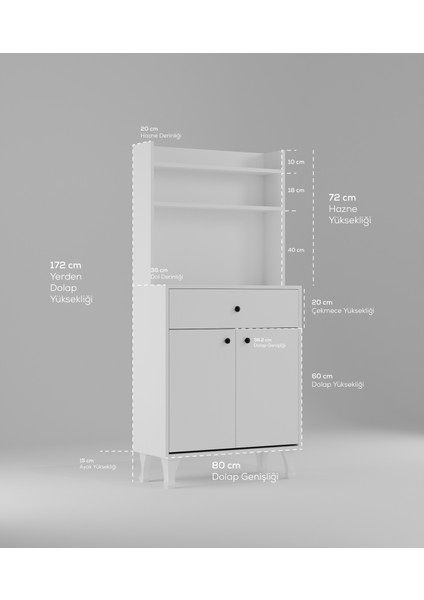 Whıte Çok Amaçlı Dolap Kahve Köşesi Mutfak Balkon Dolabı modelleri