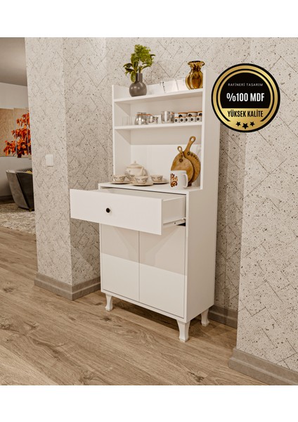 Whıte Çok Amaçlı Dolap Kahve Köşesi Mutfak Balkon Dolabı indirimleri