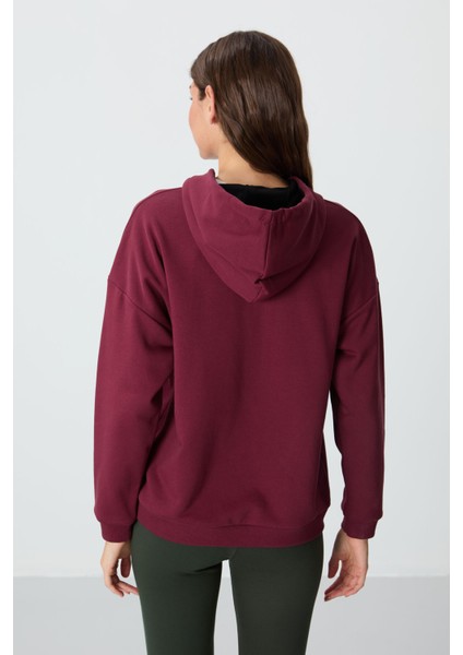 Erguvan Kompakt Pamuklu Kalın Pürüzsüz Dokulu Kapüşonlu Oversize Fit Kadın Sweatshirt - 97291 indirimleri