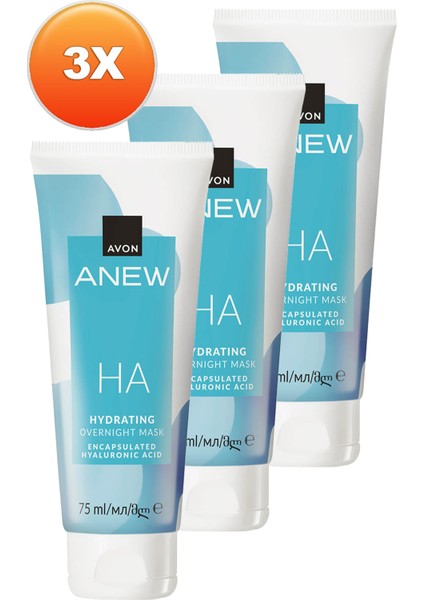 Anew Hyalüronik Asit İçeren Gece Maskesi Üçlü Set 75 ml