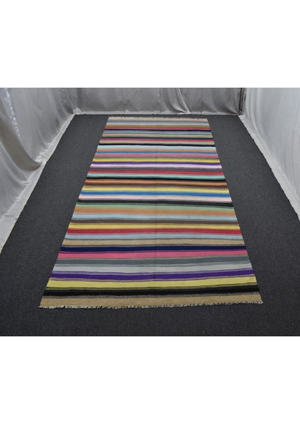 Yeni El Dokuma Capcanlı Rengarenk Bukleli Pamuklu Kilim 5185
