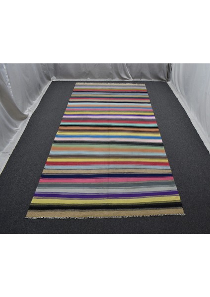 Yeni El Dokuma Capcanlı Rengarenk Bukleli Pamuklu Kilim 5185