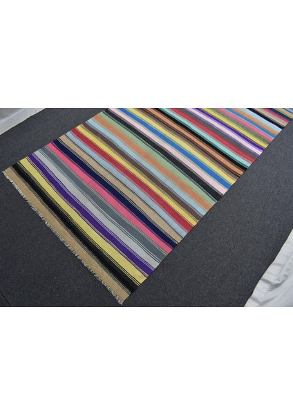 Yeni El Dokuma Capcanlı Rengarenk Bukleli Pamuklu Kilim 5185
