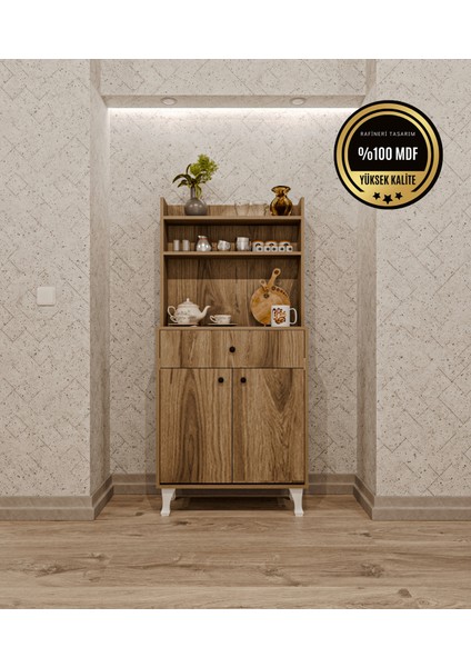 Whıte Çok Amaçlı Dolap Kahve Köşesi Mutfak Balkon Dolabı