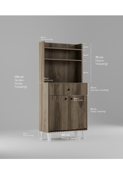 Whıte Çok Amaçlı Dolap Kahve Köşesi Mutfak Balkon Dolabı indirimleri