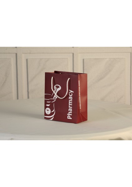 Eczane Karton Çanta Körüklü Bordo 20 x 10 x 23,50 cm 25 Adet