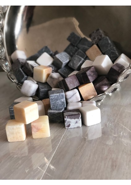 Lux & Marble Ice - Mermer Soğutucu Taş / Viski Taşı Seti - 4 Adet