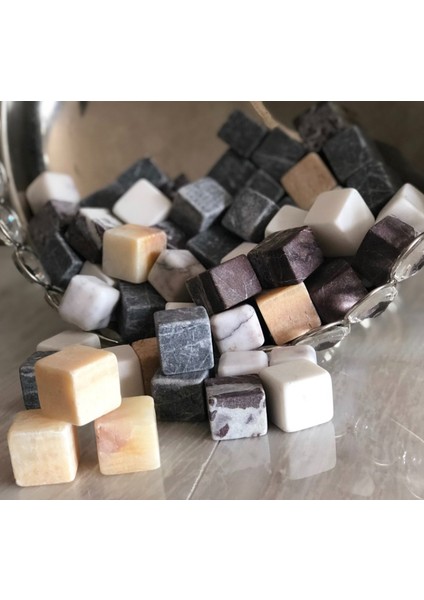 Lux & Marble Ice - Mermer Soğutucu Taş / Viski Taşı Seti - 4 Adet
