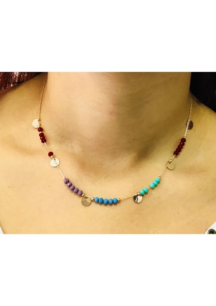 Doğal Taşlı Pullu Gümüş Kolye modelleri