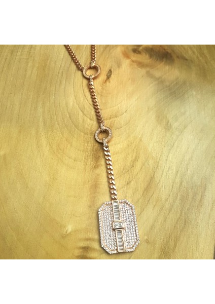 Baget Taşlı Italyan Y Gümüş Kolye