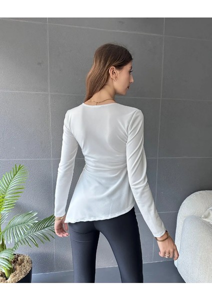 Asimetrik Kesim Kemer Detaylı Bluz modelleri