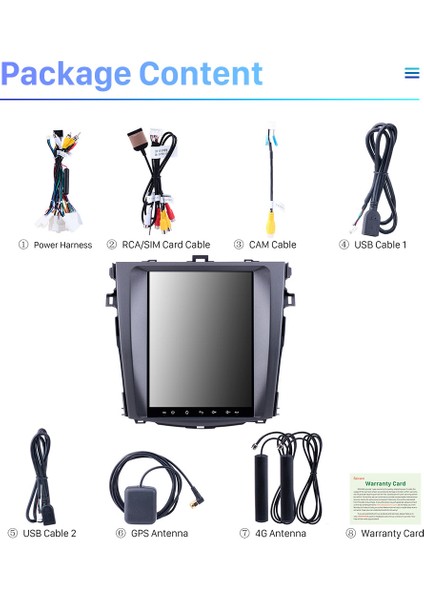 Toyota Corolla 2007-2014 Tesla Multimedya Navigasyon Usb Kamera Carplayer