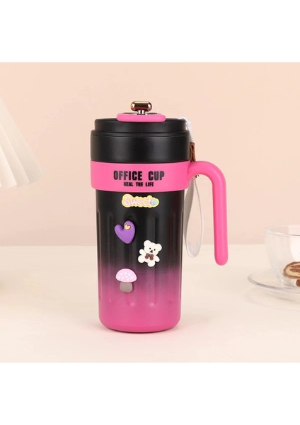 650ML Yüksek Görünümlü Akıllı Sıcaklık Görüntüleyen Kahve Fincanı Çift Katmanlı Vakum Saplı Termos Bardak Açık Büyük Kapasiteli Taşınabilir Araç Bardağı (Yurt Dışından)