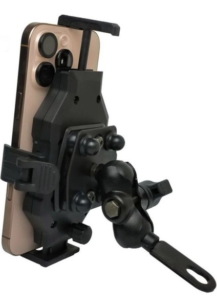 Motosiklet Telefon Tutucu Ayna Bağlantılı Titreşim Modüllü Tüm Motorlara Uygun Motor Telefon Tutucu
