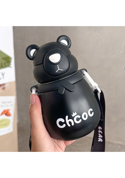 450 ml Sevimli Ayı 316 Gıda Sınıfı Paslanmaz Çelik Çocuk Yalıtımlı Bardak Yüksek Görünümlü Sevimli Taşınabilir Pop-Up Saman Bardak (Yurt Dışından)