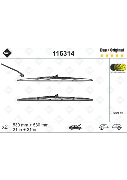 X Ön Silecek Süpürgesi Takim Passat Volvo S70 V70 Transporter T4 530 530 Mm 12