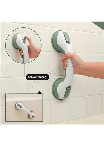 Kilitli Vantuzlu Banyo Tutacağı Yaşlı Çocuk Düşme Kayma Önleyici Vakum Güçlü Tutacak BT547