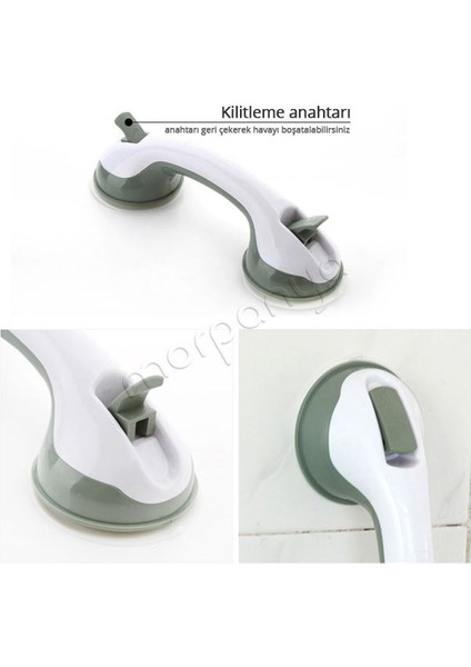 Kilitli Vantuzlu Banyo Tutacağı Yaşlı Çocuk Düşme Kayma Önleyici Vakum Güçlü Tutacak BT547