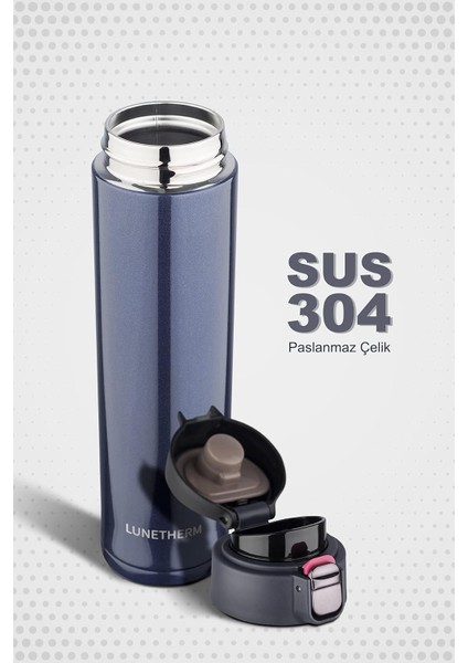 LNT7296 Sızdırmaz Kilitli Vakumlu Çıft Katmanlı Travel Mug Çelik Termos 520 ml Blue 10 Saat Sıcak / 18 Saat Soğuk fiyatları