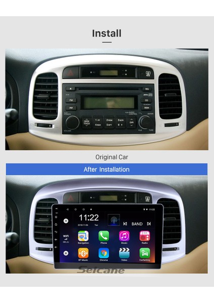 Hyundaı Accent 2009+ Multimedya Navigasyon USB Kamera Carplayer 6 Ram