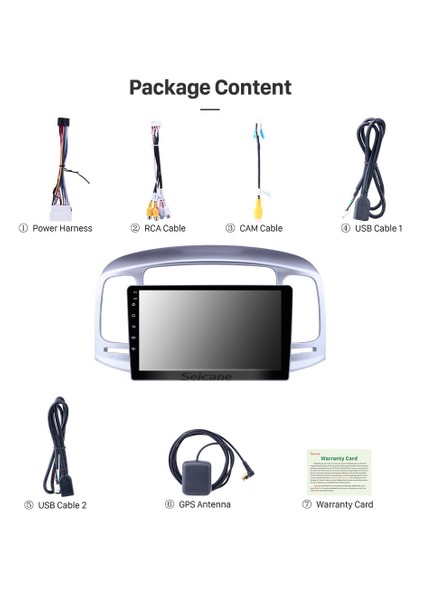 Hyundaı Accent 2009+ Multimedya Navigasyon USB Kamera Carplayer 6 Ram