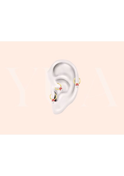 Marquise Pırlanta ve Yakut/rubin Taşlı 14 Ayar Altın Kıkırdak/tragus Halka Piercing Küpe fiyatları