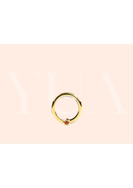 14 Ayar Kahverengi Taşlı Minimal Piercing