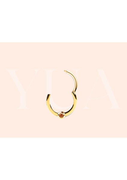 14 Ayar Kahverengi Taşlı Minimal Piercing fiyatları