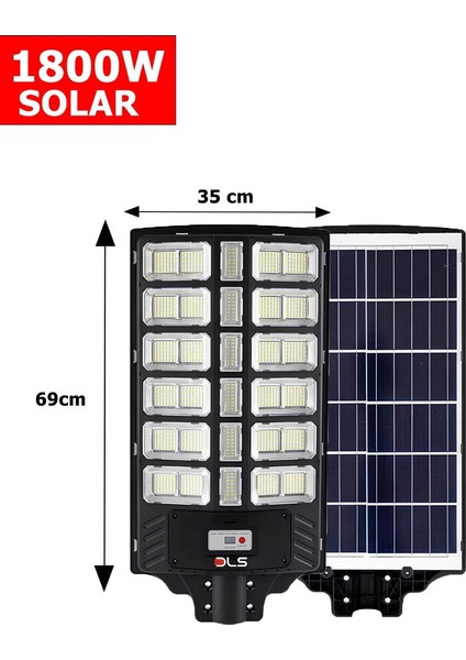 Dls 1800W Solar Güneş Enerjili Profesyonel LED Bahçe Aydınlatması Hareket Sensörlü 936 Ledli