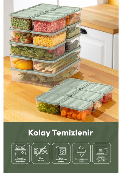 19LU Buzdolabı Düzenleyici Organizer Mikrodalgaya Uygun Difriz Saklama Kabı Mint