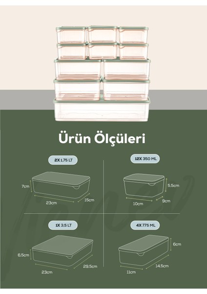 19LU Buzdolabı Düzenleyici Organizer Mikrodalgaya Uygun Difriz Saklama Kabı Mint