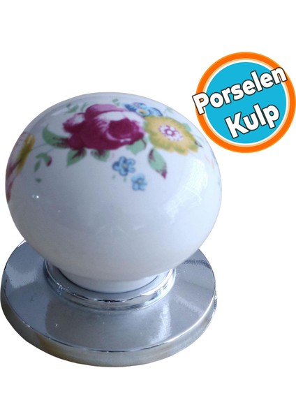 Porselen Kulp Çiçekli Düğme Mobilya Mutfak Dolabı Kapak Kulpu Kulbu Çekmece Dolap Kulpları