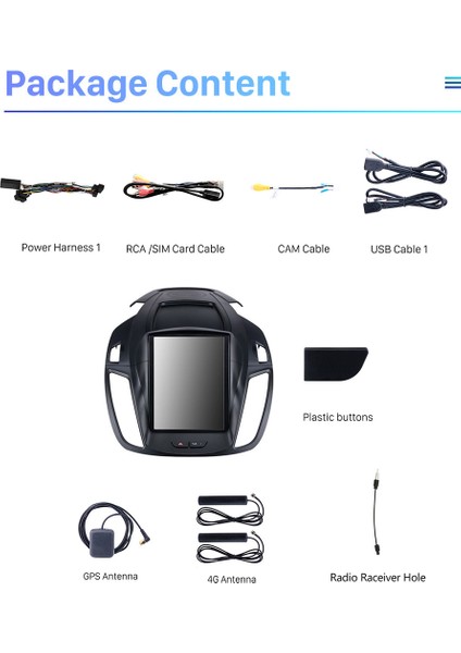 Ford Kuga Tesla 2013-2018 Multimedya Navigasyon USB Kamera Carplayer